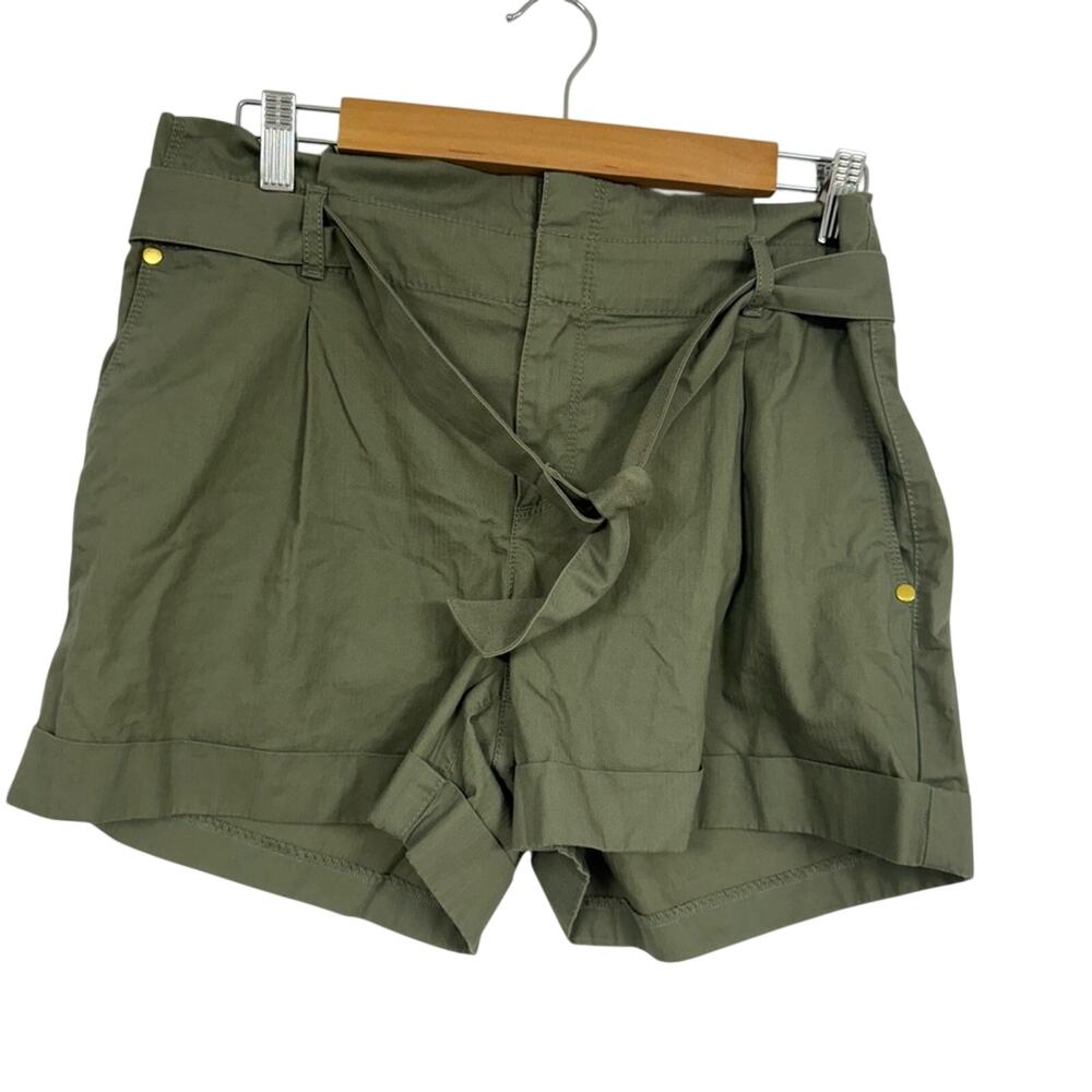 Loft Green Belted Casual Chino Shorts Womens 6 Gorpcore Hiking Outdoors Classic